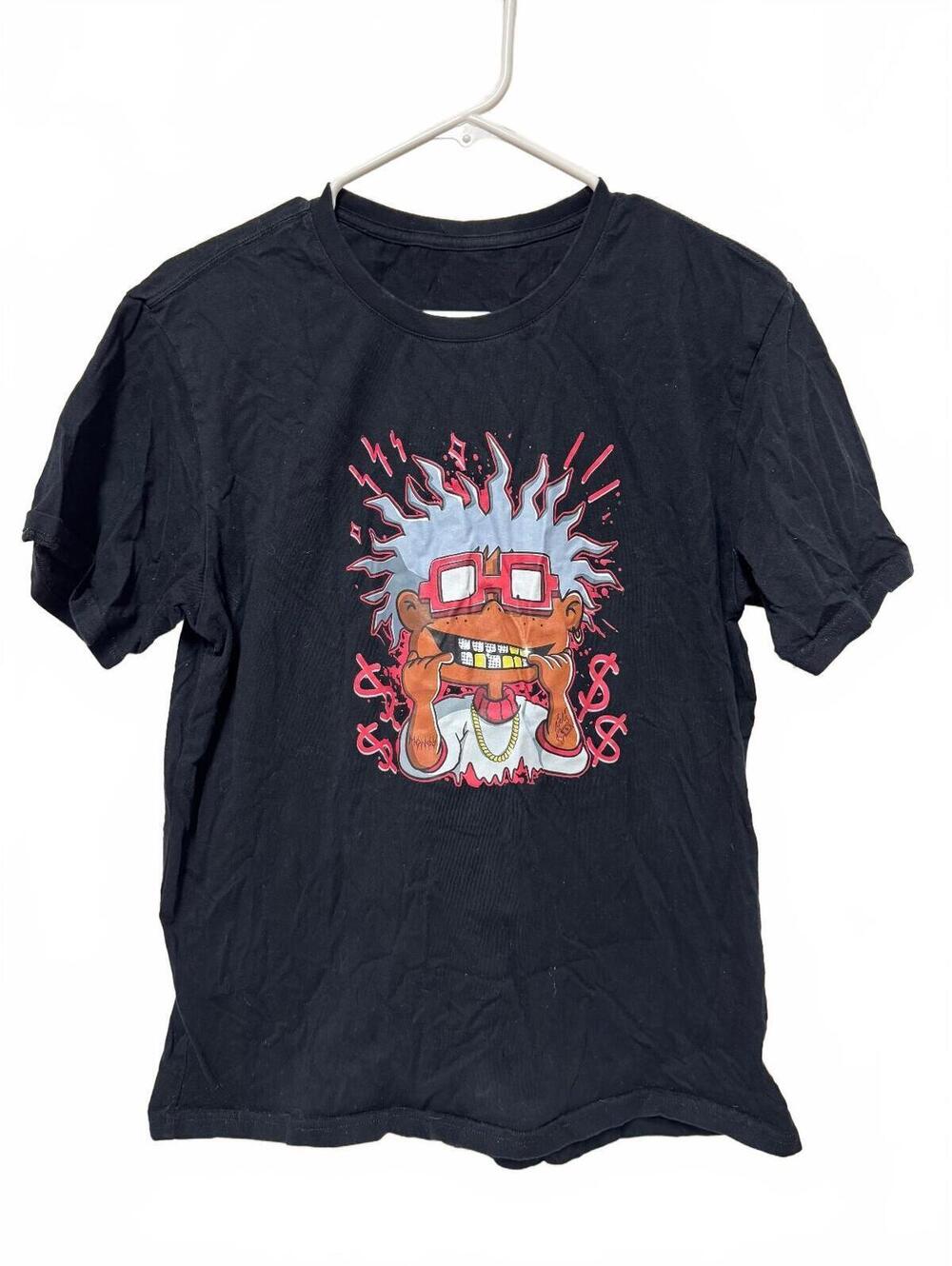 Rugrats Chuckie Graphic T-Shirt Black Size 0XL